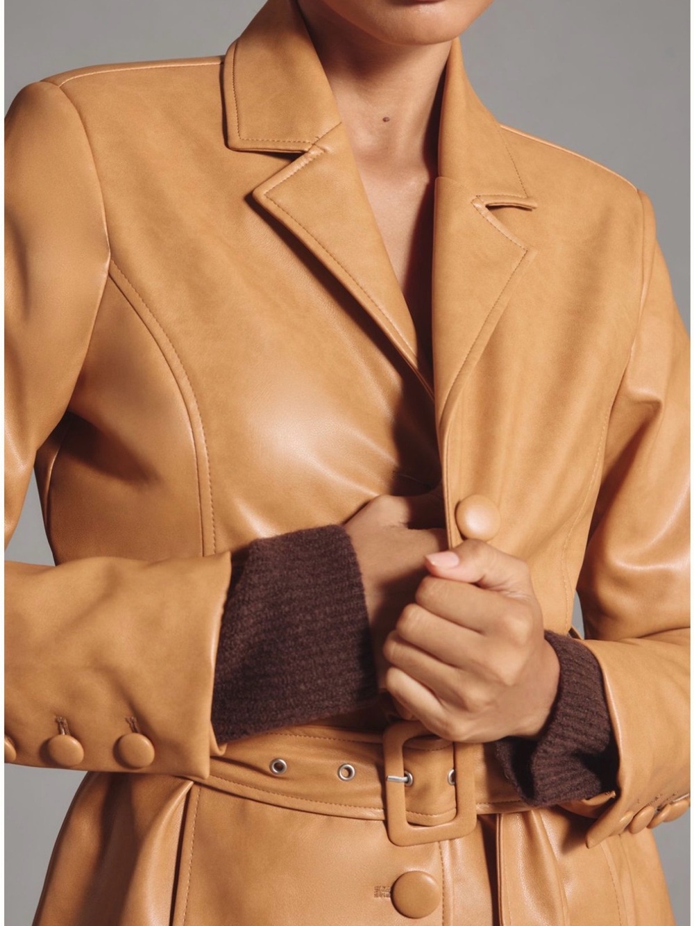 Avec Les Filles Faux Leather Long Coat XSP